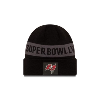 Black Tampa Bay Buccaneers Hat - New Era NFL Super Bowl LV Cuff Knit Beanie USA3027951